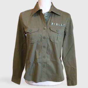 MAURICES OLIVE GREEN BUTTON DOWN DRESS SHIRT (M)